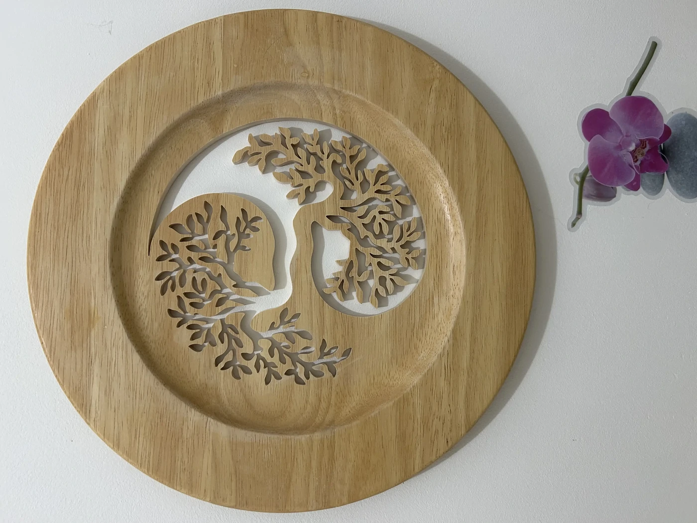 Arbre de vie yin yang - 32cm à accrocher - Decoupage dans une assiette chinée - En stock 45€