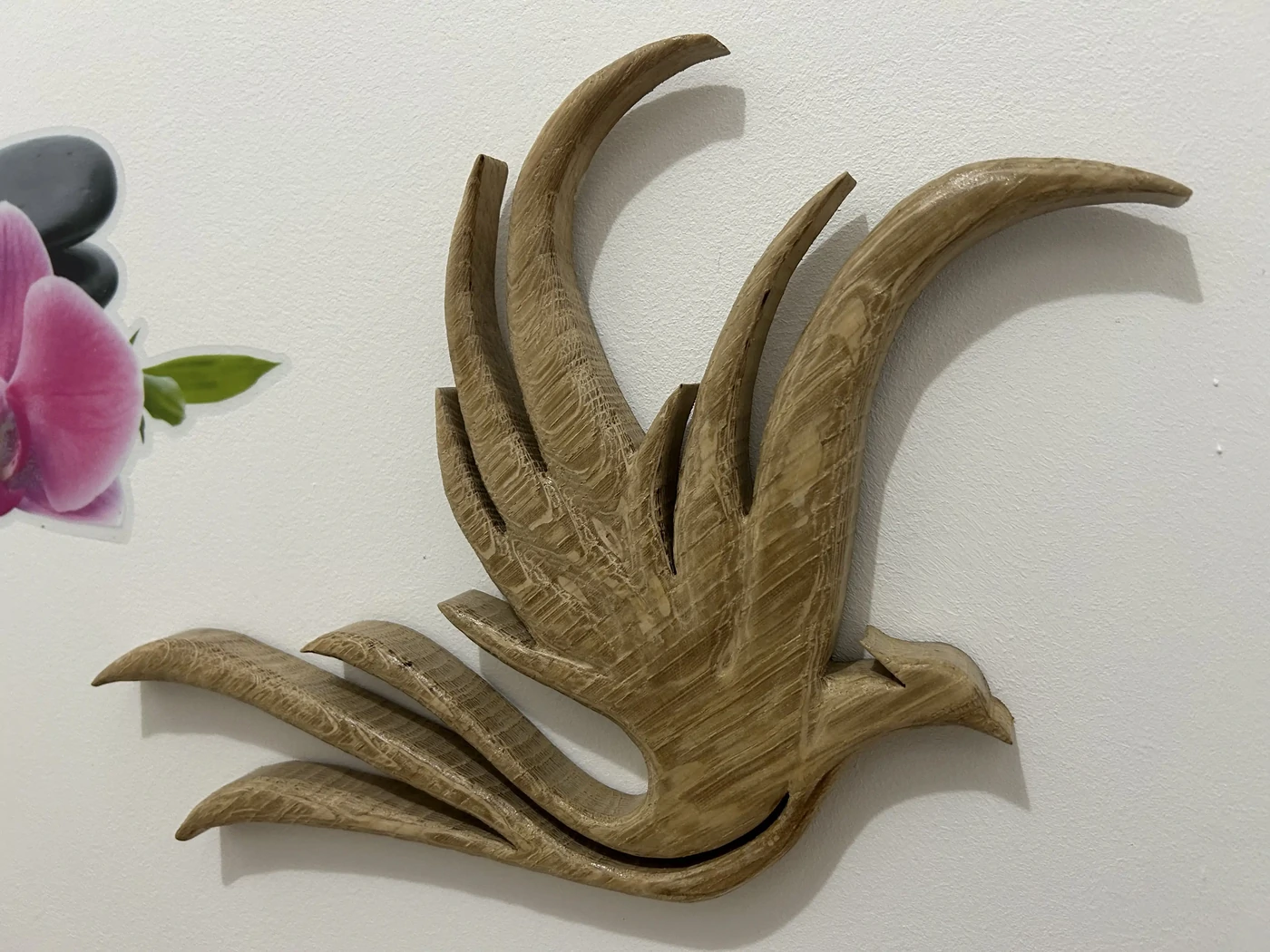 Le phénix - en bois de chêne - 30x19cms - à accrocher - Sur commande 40€